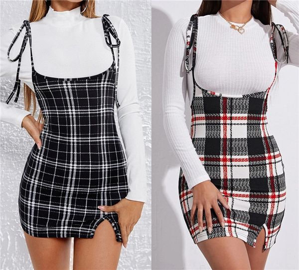 2021 women dress hip strap plaid print adjustable thin shoulder high waist multi-season clothing lace-up split dress, Black;gray
2021 women dress hip strap plaid print adjustable thin shoulder high waist multi-season clothing lace-up split dress, Black;gray