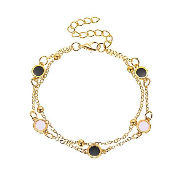 link, chain fashion simple roman black white round bracelet charming women's double layer gold color elegant ladies party jewelry
link, chain fashion simple roman black white round bracelet charming women's double layer gold color elegant ladies party jewelry