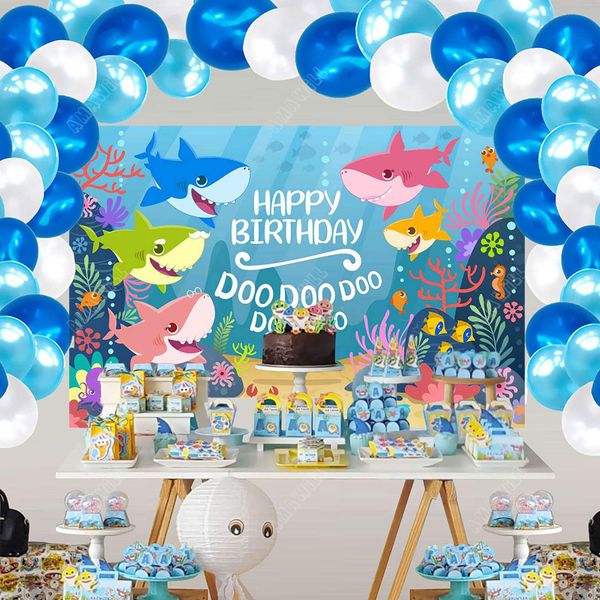 shark happy birthday party decorations kids shark tapestry background cloth with white blue balloons arch kit for baby shower
shark happy birthday party decorations kids shark tapestry background cloth with white blue balloons arch kit for baby shower