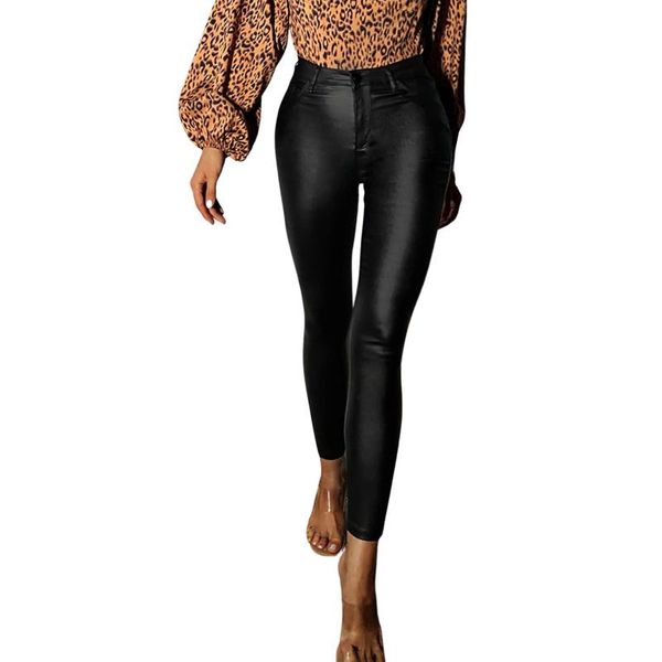 women's pants & capris women leather pants, high waist wrapped slimming side pockets solid color casual party fall trousers, Black;white
women's pants & capris women leather pants, high waist wrapped slimming side pockets solid color casual party fall trousers, Black;white