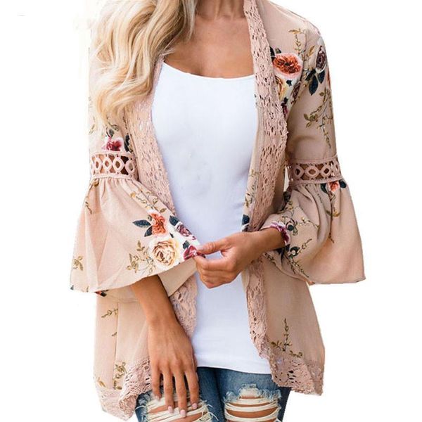women's blouses & shirts 2021 lace chiffon blouse women spring summer beach floral female coat kimono open stitch boho woman, White
women's blouses & shirts 2021 lace chiffon blouse women spring summer beach floral female coat kimono open stitch boho woman, White