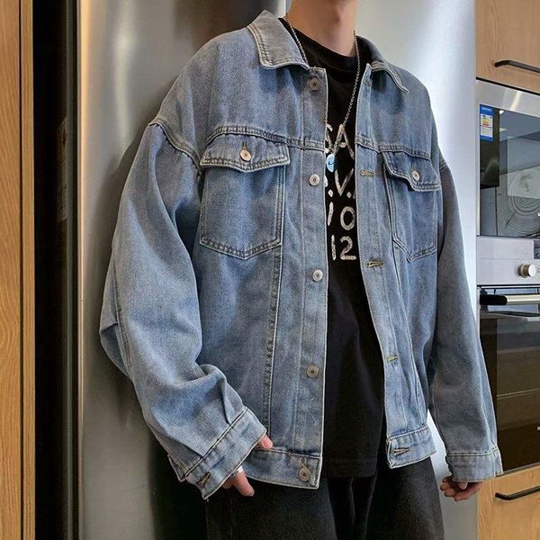 men's jackets wholesale 2021 autumn winter korean loose oversize denim jacket retro cargo washing student men clothing, Black;brown
men's jackets wholesale 2021 autumn winter korean loose oversize denim jacket retro cargo washing student men clothing, Black;brown