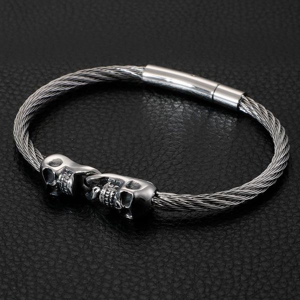 tennis silver tone stainless steel wire chain biker skull end bracelet jewelry for men gifts, Golden;silver
tennis silver tone stainless steel wire chain biker skull end bracelet jewelry for men gifts, Golden;silver