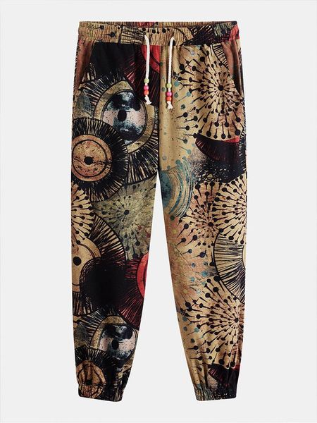 men's pants ethnic printed harem autumn fashion high-quality linen lace-up 2021, Black
men's pants ethnic printed harem autumn fashion high-quality linen lace-up 2021, Black