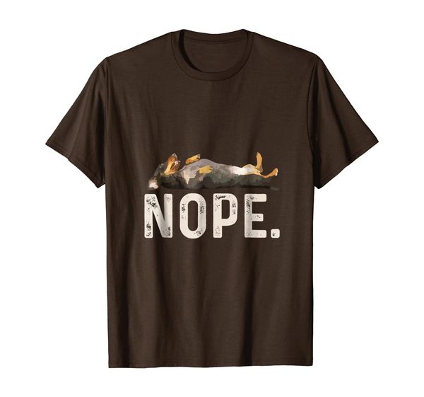 nope lazy dachshund t-shirt, White;black