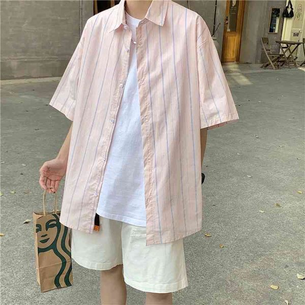 men's casual shirts summer short-sleeved fashion men streetwear korean loose striped mens dress -5xl j2o0, White;black
men's casual shirts summer short-sleeved fashion men streetwear korean loose striped mens dress -5xl j2o0, White;black