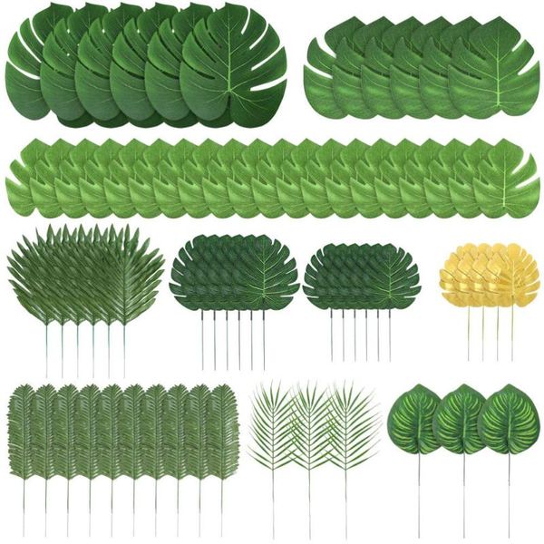 novelty items 70pcs hawaiian party simulation leaves 10 kinds artificial palm decor