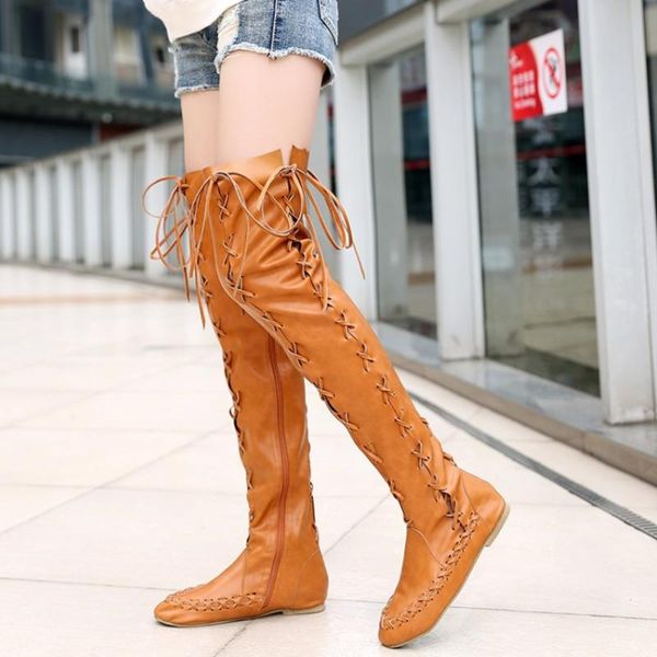 2021 the new listing high boots export style spring personalized cross strapping flat heel over the knee women's boots, Black
2021 the new listing high boots export style spring personalized cross strapping flat heel over the knee women's boots, Black