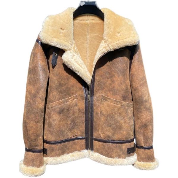 men's leather & faux 2021 brown genuine shearling coat military style plus size 6xl natural sheepskin winter thick warm b3 bomber aviat, Black
men's leather & faux 2021 brown genuine shearling coat military style plus size 6xl natural sheepskin winter thick warm b3 bomber aviat, Black