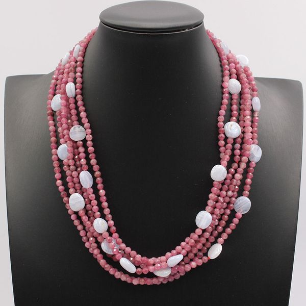 guaiguai jewelry 6 rows red round faceted tourmaline blue chalcedony agates necklace handmade multi strands fashion jewelry, Silver
guaiguai jewelry 6 rows red round faceted tourmaline blue chalcedony agates necklace handmade multi strands fashion jewelry, Silver
