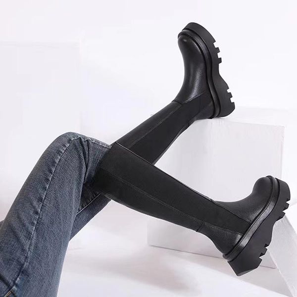 boots women's shoes in autumn black rubber flat bottomed knee high middle heightening straight
boots women's shoes in autumn black rubber flat bottomed knee high middle heightening straight