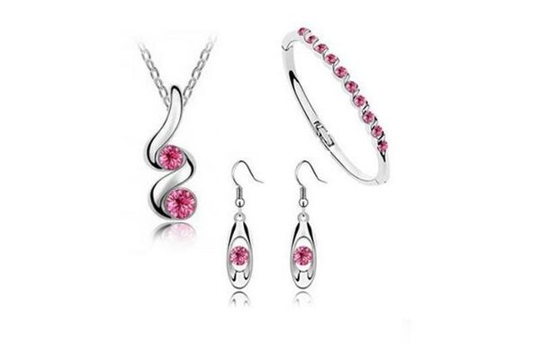 fashion crystal necklace earrings bracelet jewelry sets for women 3 colors silver plated alloy brand jewelry sets a71+b54+e27, Black
fashion crystal necklace earrings bracelet jewelry sets for women 3 colors silver plated alloy brand jewelry sets a71+b54+e27, Black