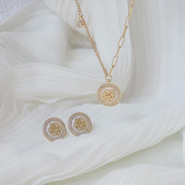 earrings & necklace camellia white shell cz set gold color long chain for women girls fashion jewelry delicate gift, Silver
earrings & necklace camellia white shell cz set gold color long chain for women girls fashion jewelry delicate gift, Silver