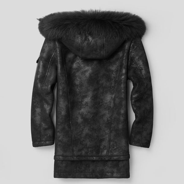men's leather & faux genuine winter raccoon collar sheepskin coat for men wool fur liner warm jacket f-cq-1807 my1808, Black
men's leather & faux genuine winter raccoon collar sheepskin coat for men wool fur liner warm jacket f-cq-1807 my1808, Black