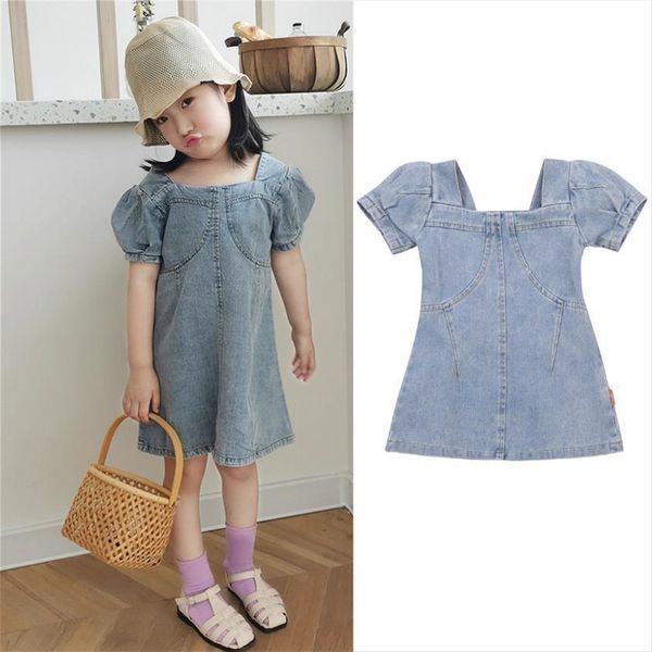 3 8y summer toddler baby girl dress denim elegant short puff sleeve solid color a line, Red;yellow
3 8y summer toddler baby girl dress denim elegant short puff sleeve solid color a line, Red;yellow