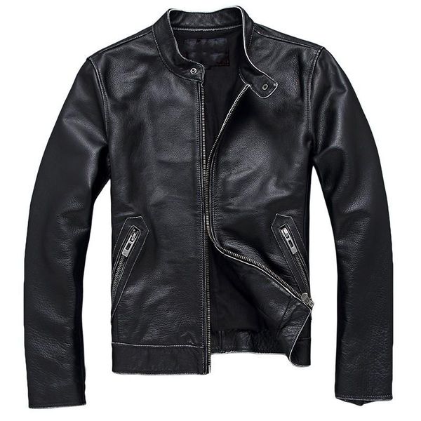 men's leather & faux vintage fashion cow collar embroidery motorcycle rider cowhide jacket, Black
men's leather & faux vintage fashion cow collar embroidery motorcycle rider cowhide jacket, Black