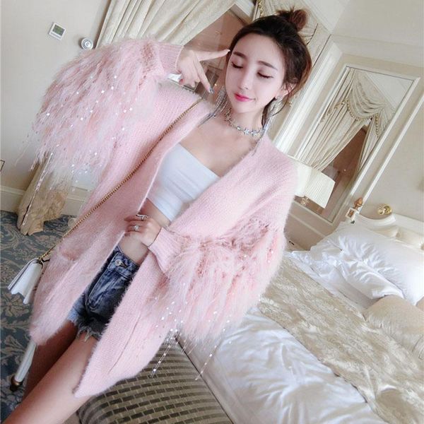women's sweaters autumn winter dress 2021 high street temperament tassels long sleeved knitted cardigan loose medium sweater coat, White;black
women's sweaters autumn winter dress 2021 high street temperament tassels long sleeved knitted cardigan loose medium sweater coat, White;black