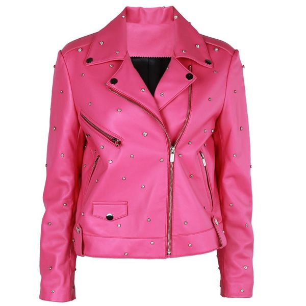 women's leather & faux yoloagain design shiny beading women real jacket, Black
women's leather & faux yoloagain design shiny beading women real jacket, Black