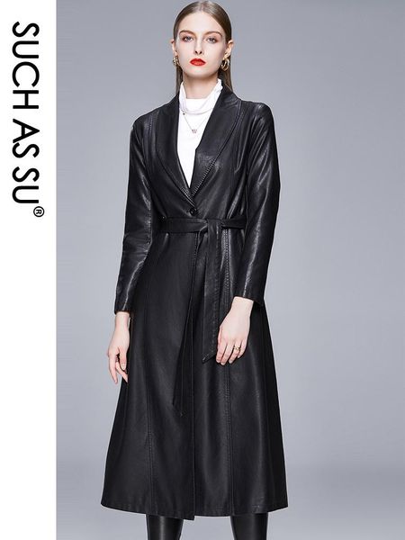 women's jackets spring winter single button motorcycle leather long slim large size 4xl turn-down collar coat fashion, Black;brown 
women's jackets spring winter single button motorcycle leather long slim large size 4xl turn-down collar coat fashion, Black;brown