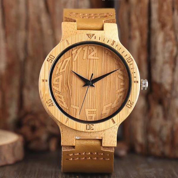 wristwatches creative arabic numerals design dial men's bamboo watch black analog display natural wood man clock genuine leather band, Slivery;brown
wristwatches creative arabic numerals design dial men's bamboo watch black analog display natural wood man clock genuine leather band, Slivery;brown