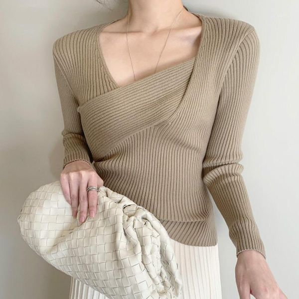 fall knitted women sweater irregular collar long sleeve criss-cross slim fit solid pullovers woman sweaters chic women's, White;black
fall knitted women sweater irregular collar long sleeve criss-cross slim fit solid pullovers woman sweaters chic women's, White;black