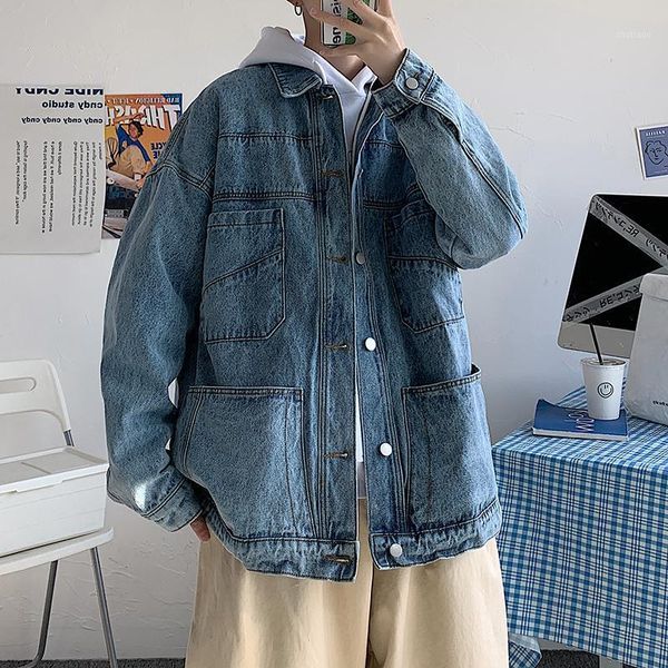 men's jackets trendy brand ins denim jacket 2021spring and autumn korean style student all-matching loose men, Black;brown
men's jackets trendy brand ins denim jacket 2021spring and autumn korean style student all-matching loose men, Black;brown