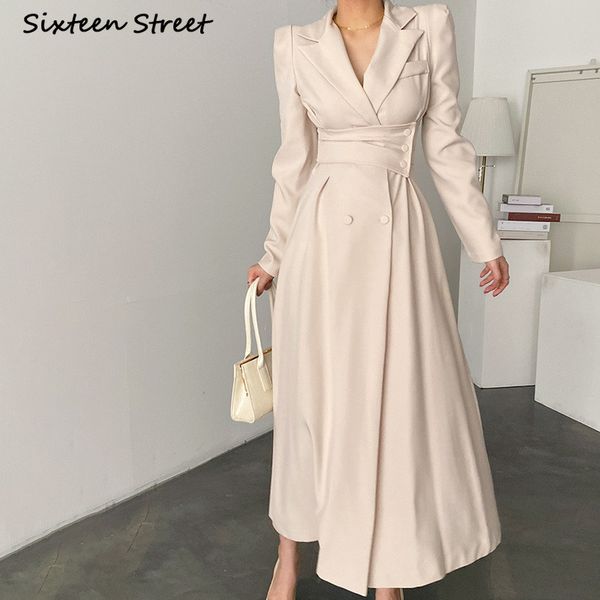 women's high waist double button long sve drs, korean fashion, slotted, retro, y2k, Black;gray
