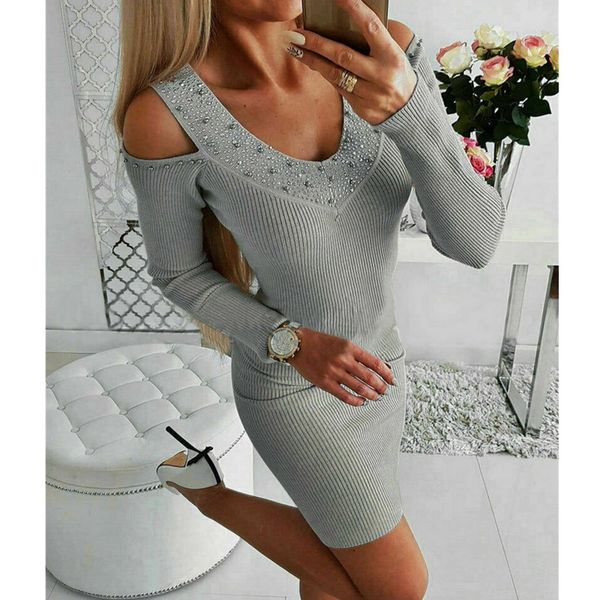womens v-neck long sleeve rhinestone collar dress off shoulder short knitted bodycon jumper dress winter sweater dress, Black;gray
womens v-neck long sleeve rhinestone collar dress off shoulder short knitted bodycon jumper dress winter sweater dress, Black;gray