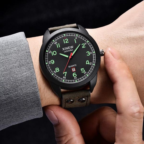 wristwatches xi the mens' watches leather strap simple calendar luminous dial outdoor men's quartz casual watch clock relogio masc, Slivery;brown
wristwatches xi the mens' watches leather strap simple calendar luminous dial outdoor men's quartz casual watch clock relogio masc, Slivery;brown