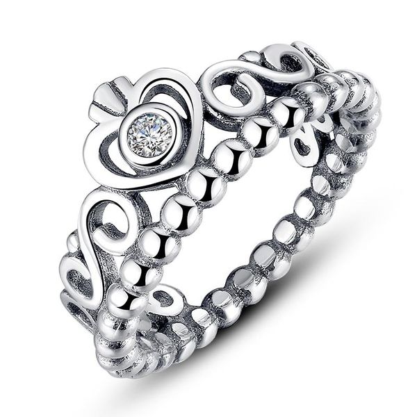 wedding rings codemonkey 100% 925 sterling silver ring for women my princess queen crown stackable drop jewelry r7110, Slivery;golden