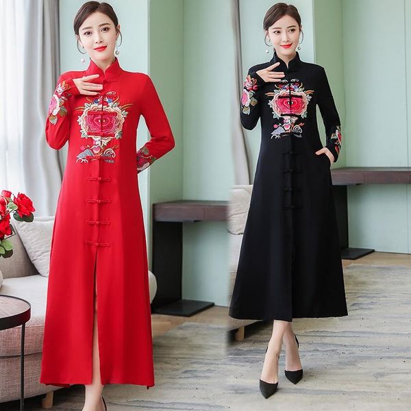 ethnic clothing meditation robe vintage femme button long sleeve modern chinese dress women cheongsam qipao red black style ta1676
ethnic clothing meditation robe vintage femme button long sleeve modern chinese dress women cheongsam qipao red black style ta1676