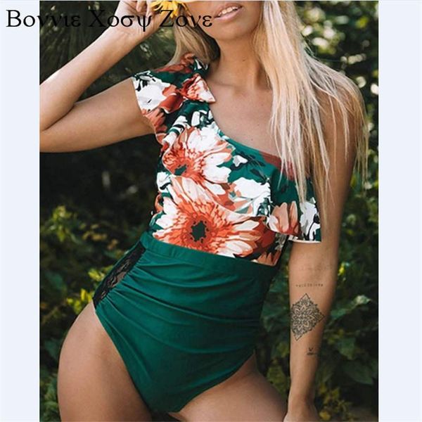 women summer floral print ruffle one shoulder sleeveless one-piece bikini sets
women summer floral print ruffle one shoulder sleeveless one-piece bikini sets