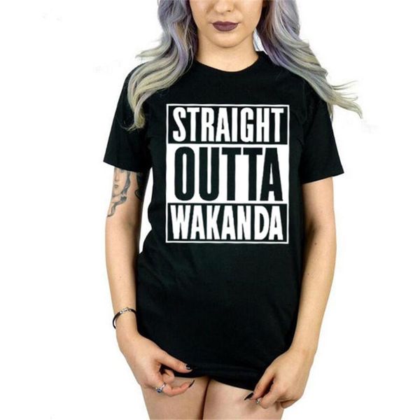 women's t-shirt summer casual tees fashion women straight outta wakanda letter, White
women's t-shirt summer casual tees fashion women straight outta wakanda letter, White