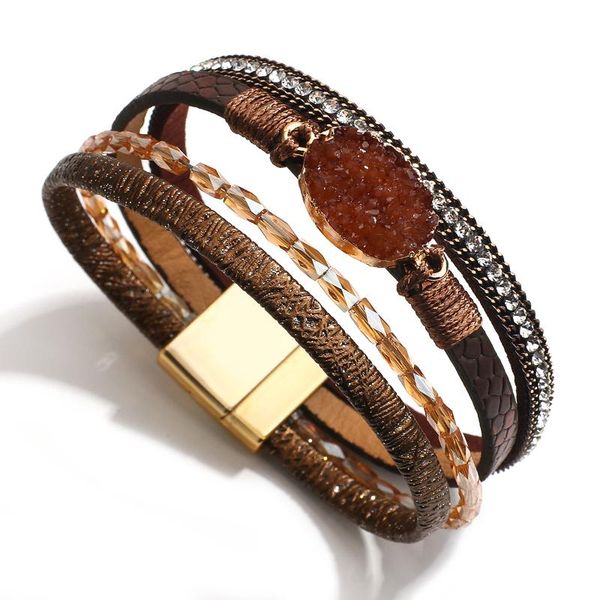 charm bracelets amorcome layered leather wrap bracelet boho resin stone crystal bead cuff with magnetic clasp jewelry gifts for women, Golden;silver
charm bracelets amorcome layered leather wrap bracelet boho resin stone crystal bead cuff with magnetic clasp jewelry gifts for women, Golden;silver