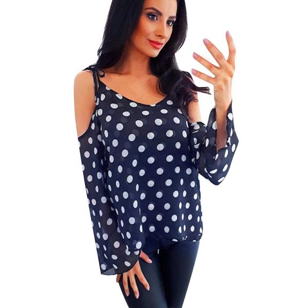 women's blouses & shirts fashion women chiffon long sleeve v-neck loose ladies polka dot off shouldre bandage cross casual blouse, White
women's blouses & shirts fashion women chiffon long sleeve v-neck loose ladies polka dot off shouldre bandage cross casual blouse, White