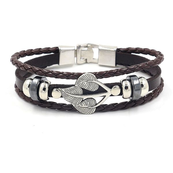wristbands japan and south korea jewelry alloy leaf woven cowhide bracelet, fashionable versatile multi-layer beaded lovers' h punk wri, Golden;silver
wristbands japan and south korea jewelry alloy leaf woven cowhide bracelet, fashionable versatile multi-layer beaded lovers' h punk wri, Golden;silver