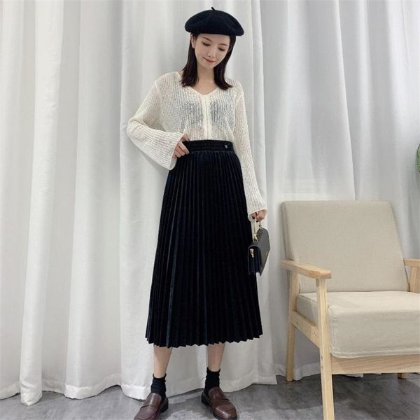 autumn & winter arrivals high waist slimming simple black pleated skirt casual all-match women long 210527
autumn & winter arrivals high waist slimming simple black pleated skirt casual all-match women long 210527