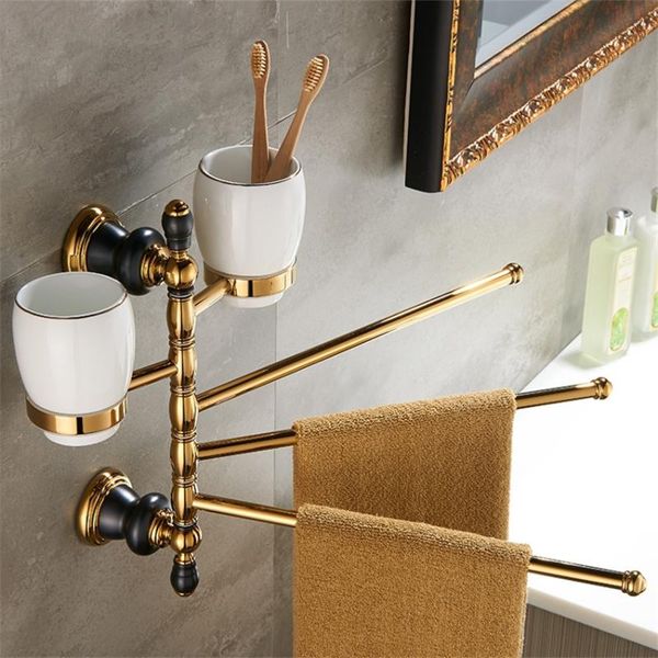 american golden brass rotating rod towel rack l bathroom luxury wall-mounted shelf classical style cup holder combination
american golden brass rotating rod towel rack l bathroom luxury wall-mounted shelf classical style cup holder combination