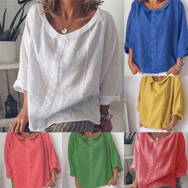 women fashion plus size solid casual linen turtleneck t-shirt brand new simple style loose vintage woman's mujer, White
women fashion plus size solid casual linen turtleneck t-shirt brand new simple style loose vintage woman's mujer, White