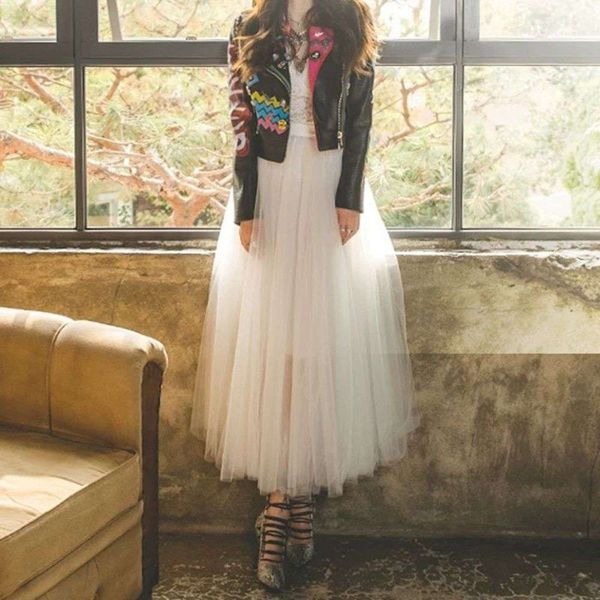 popular half gauze winter women's waist autumn medium pleated high length skirt with sweater and hot, White;black
