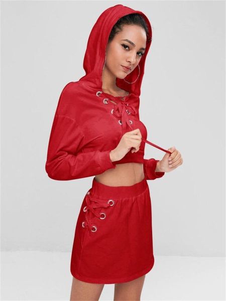 two piece dress suit sets autumn women casual long sleeve slim fits solid color eyelet lace up crop & tie front skinny skirt, White
two piece dress suit sets autumn women casual long sleeve slim fits solid color eyelet lace up crop & tie front skinny skirt, White