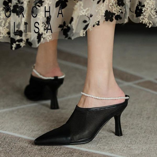 orcha lisa new 2021 women sandals pointed toe 8cm high thin heels mesh genuine leather pearl non-slip breathable casual a3490, Black
orcha lisa new 2021 women sandals pointed toe 8cm high thin heels mesh genuine leather pearl non-slip breathable casual a3490, Black