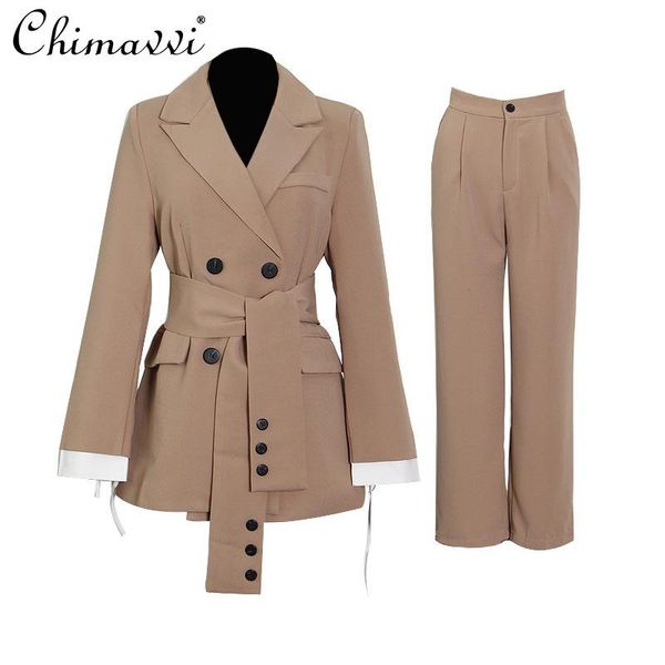 women's two piece pants 2021 spring clothes fashion belt waist-controlled slim blazer suit straight-leg elegant two-piece set feminine, White
women's two piece pants 2021 spring clothes fashion belt waist-controlled slim blazer suit straight-leg elegant two-piece set feminine, White