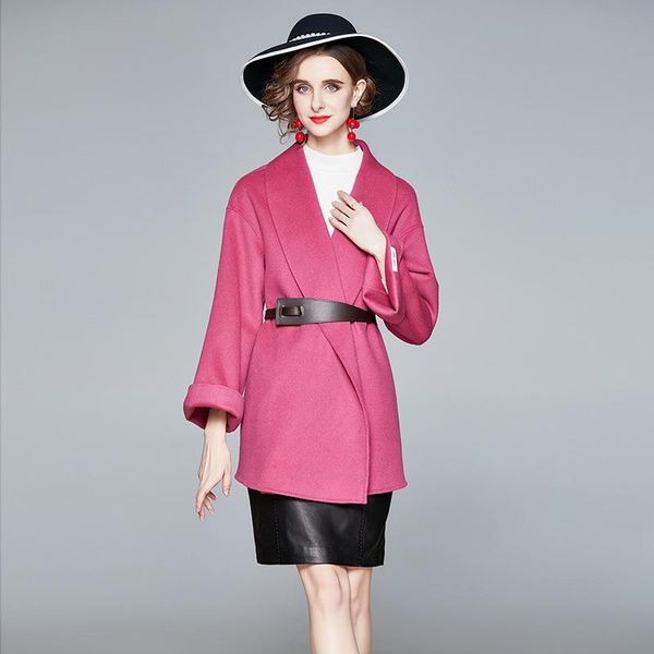 women's wool & blends autumn and winter 2021 double faced cashmere overcoat loose lace europe station short women, Black
women's wool & blends autumn and winter 2021 double faced cashmere overcoat loose lace europe station short women, Black