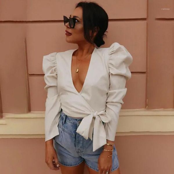 women's blouses & shirts high street v-neck shirt women frill puff sleeve cropped tube ladies corset blouse, White
women's blouses & shirts high street v-neck shirt women frill puff sleeve cropped tube ladies corset blouse, White