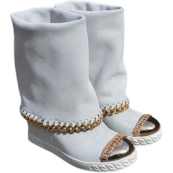 boots real pos woman 8cm inner heightening gold metal toe chain side wedge heel white middle, Black
boots real pos woman 8cm inner heightening gold metal toe chain side wedge heel white middle, Black