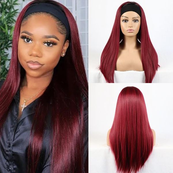synthetic wigs 99j color headband long straight hair ombre burgundy glueless machine made for black women
synthetic wigs 99j color headband long straight hair ombre burgundy glueless machine made for black women
