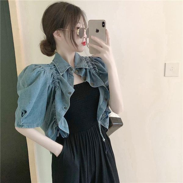 women's jackets summer korean loose all-match short-sleeved drawstring pleated puff sleeve short jeans coats women fashion streetwear 2, Black;brown
women's jackets summer korean loose all-match short-sleeved drawstring pleated puff sleeve short jeans coats women fashion streetwear 2, Black;brown