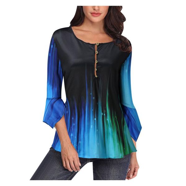 women's blouses & shirts women gradient print vintage buttons long sleeve casual autumn blusas o-neck pullover chemise femme camisas, White
women's blouses & shirts women gradient print vintage buttons long sleeve casual autumn blusas o-neck pullover chemise femme camisas, White