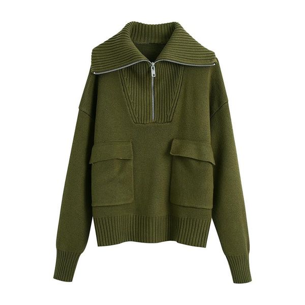 women's sweaters women 2022 fashion with pockets zip-up loose knitted sweater vintage high neck long sleeve female pullovers streetwear, White;black
women's sweaters women 2022 fashion with pockets zip-up loose knitted sweater vintage high neck long sleeve female pullovers streetwear, White;black